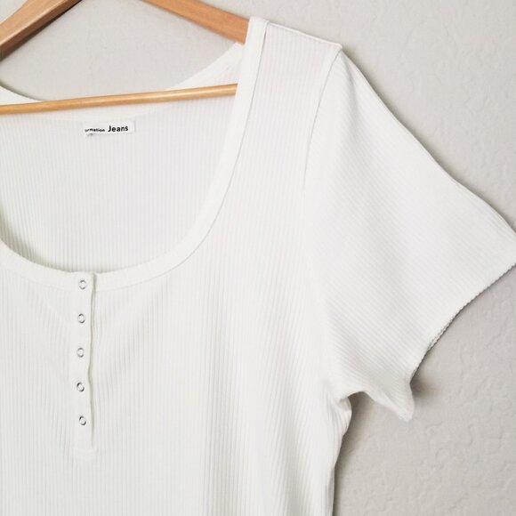 Reformation Rawson Ribbed Bodysuit White Plus Size 3X Short Sleeves Classic $78 - Picture 16 of 16